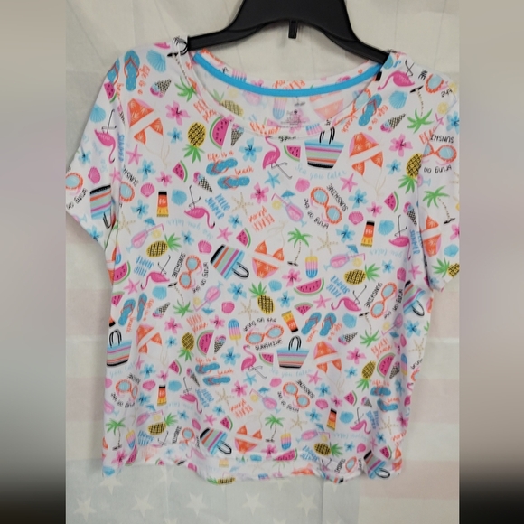 Secret Treasure Large (12-14) PJ Top Short Sleeve Life is a Beach See You Later - Picture 1 of 4